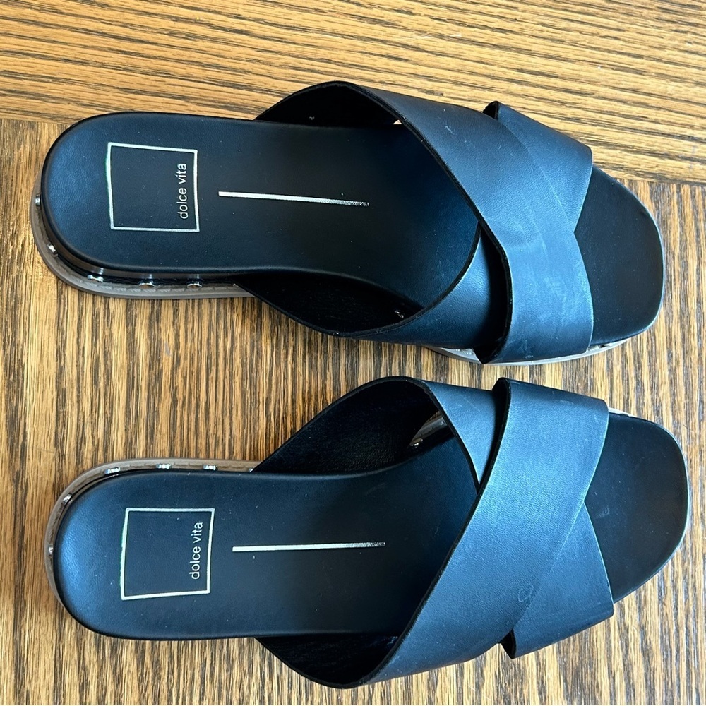 Dolce Vita Women’s Black Gracy Crisscross Slide Sandals Size 8 - Picture 5 of 12